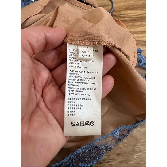 Free People Night Shimmers Mini Dress Sundown Blue Size 8 - Picture 9 of 10